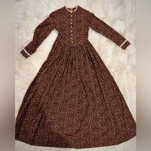 Girls' sz 6/8 brown calico Pilgrim/pioneer dress Halloween costume $35